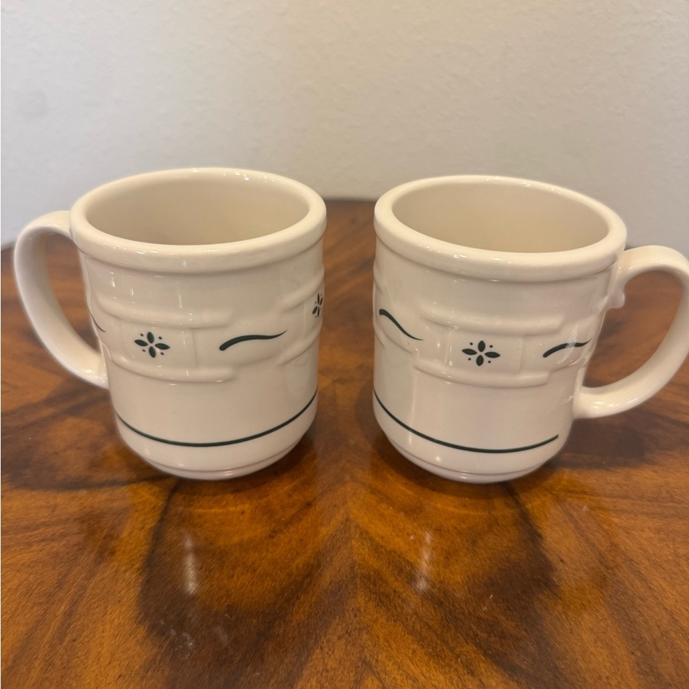 2 Longaberger Pottery Woven Traditions Retired Coffee Mugs